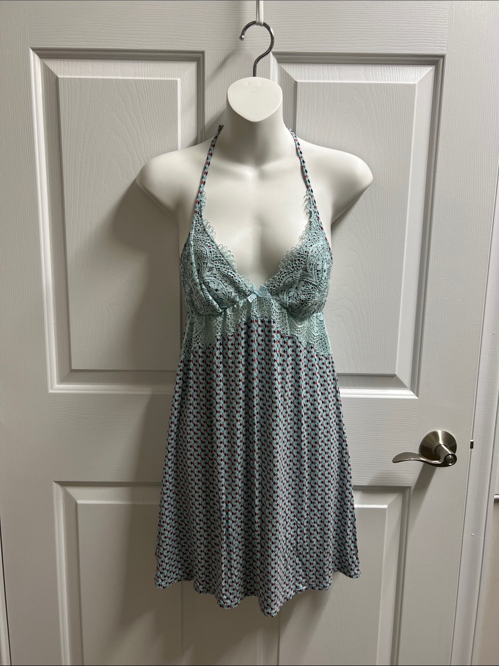 Victoria's Secret Mint Green Lace Halter Chemise lingerie small S